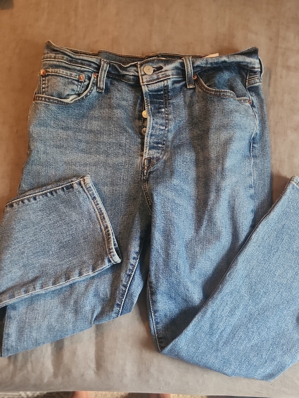 Levi Womens Classic Blue Denim Jeans - Casual Button-Fly Style Size 32